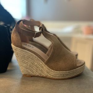 Tan wedge heels
